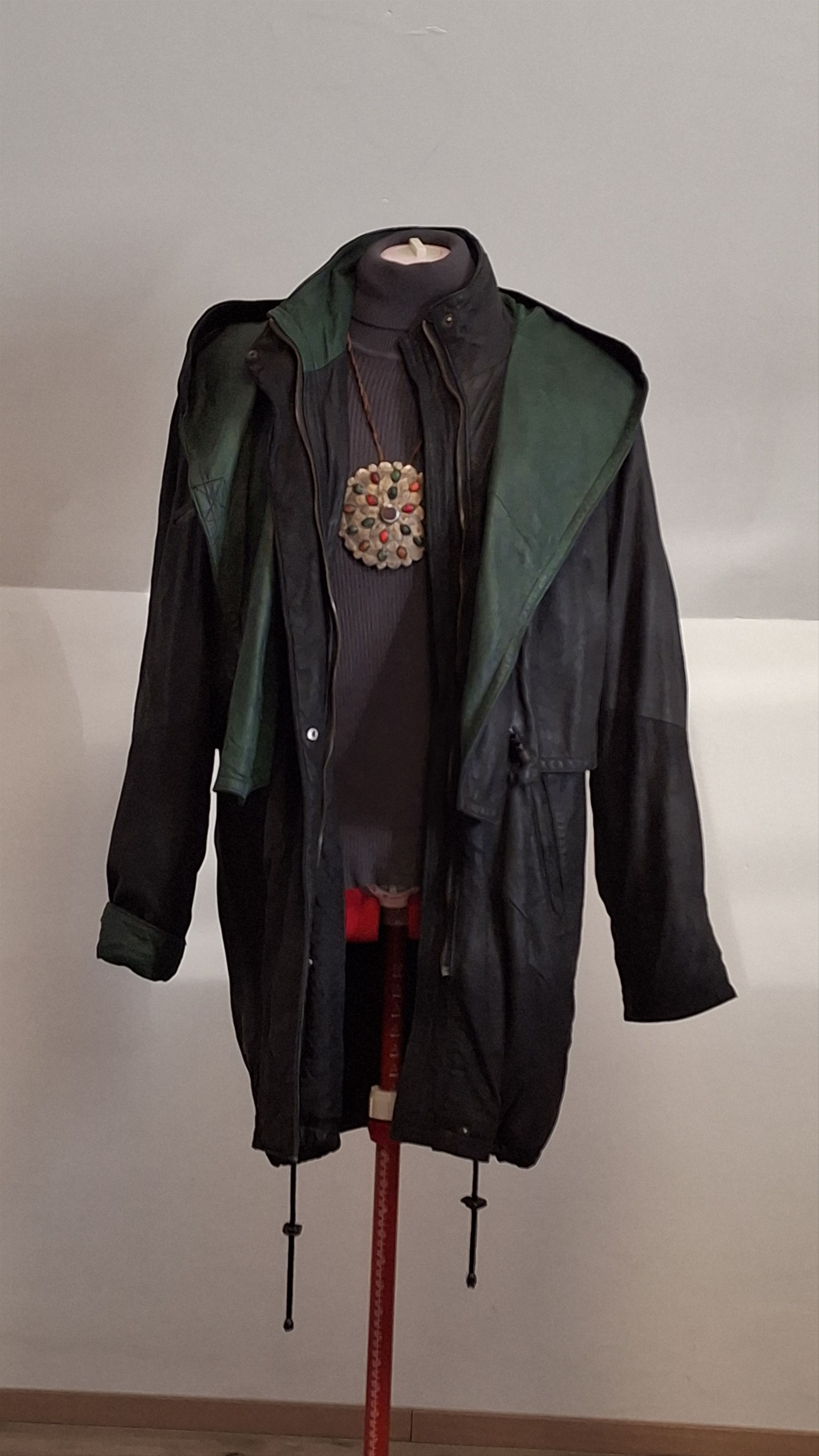 Vintage Vintage 80s Oversized Hooded Leather Parka Graphite/Green Size M / US 6-8 / IT 42-44 - 14 Thumbnail