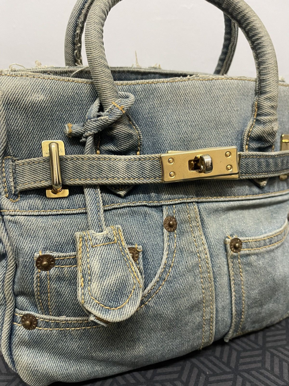If Six Was Nine 🔥RARE⭐️Denim Blue BIRKIN Jeans Bag Size ONE SIZE - 8 Thumbnail