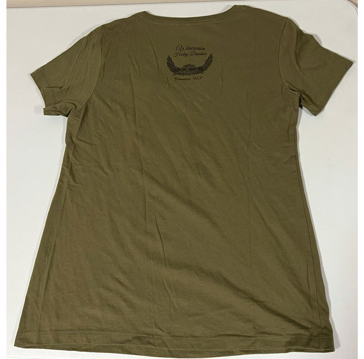 Harley Davidson Harley Davidson Olive Eagle Logo V-Neck T-Shirt Tee Size M🇺🇸✨ Size US M / EU 48-50 / 2 - 3 Thumbnail
