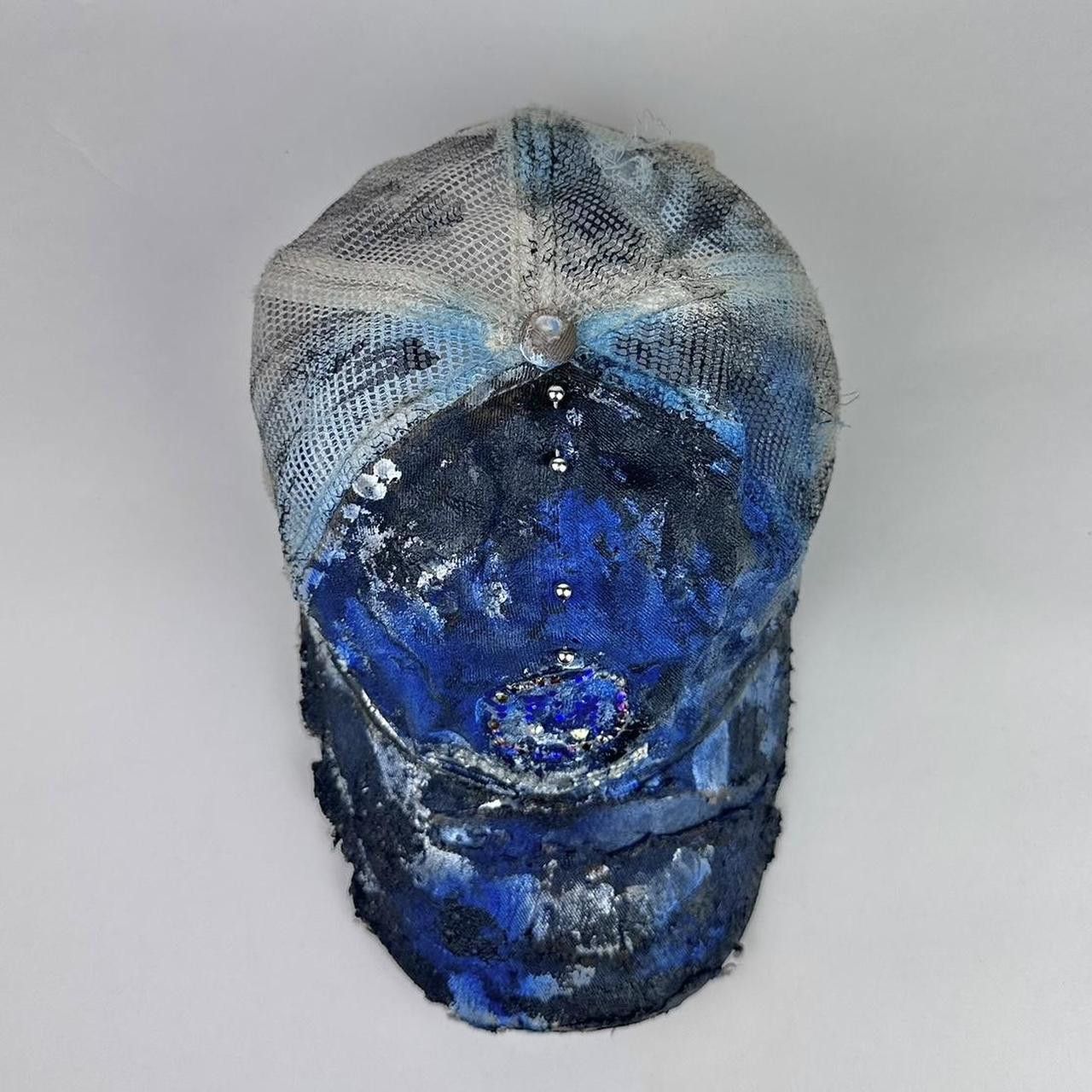 John Deere ASTROBOI* Black & Blue Distressed Pierced Rhinestone Hat Size ONE SIZE - 6 Thumbnail