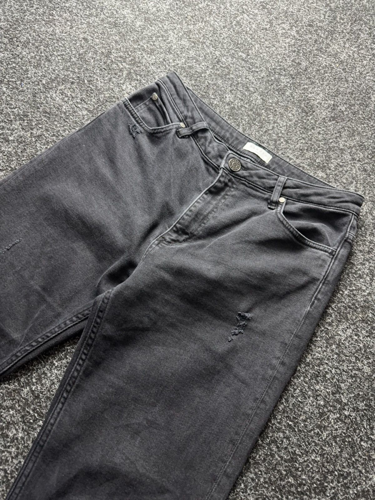 Sandro Sandro Paris Distressed Black Denim Jeans Straight Fit Size 30" / US 8 / IT 44 - 6 Thumbnail