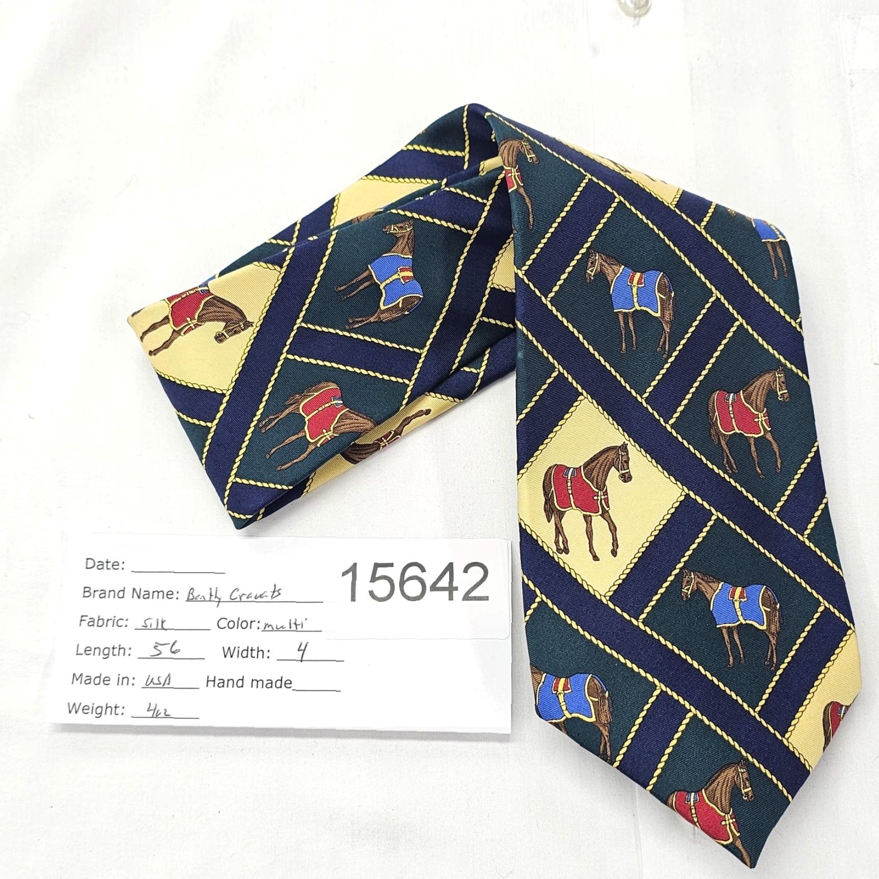 Vintage VINTAGE Bentley Cravats Necktie Men's Equestrian Silk Tie Jocky Horse Racing Derby USA Silk Tie Abstract Derby Equestrian Racing 56" Men Size ONE SIZE - 5 Thumbnail