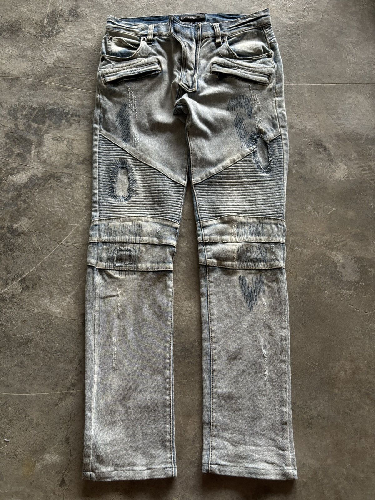Hysteric Glamour IN THE ATTIC biker pant denim sashiko japanese balmain style Size US 29 - 1 Thumbnail