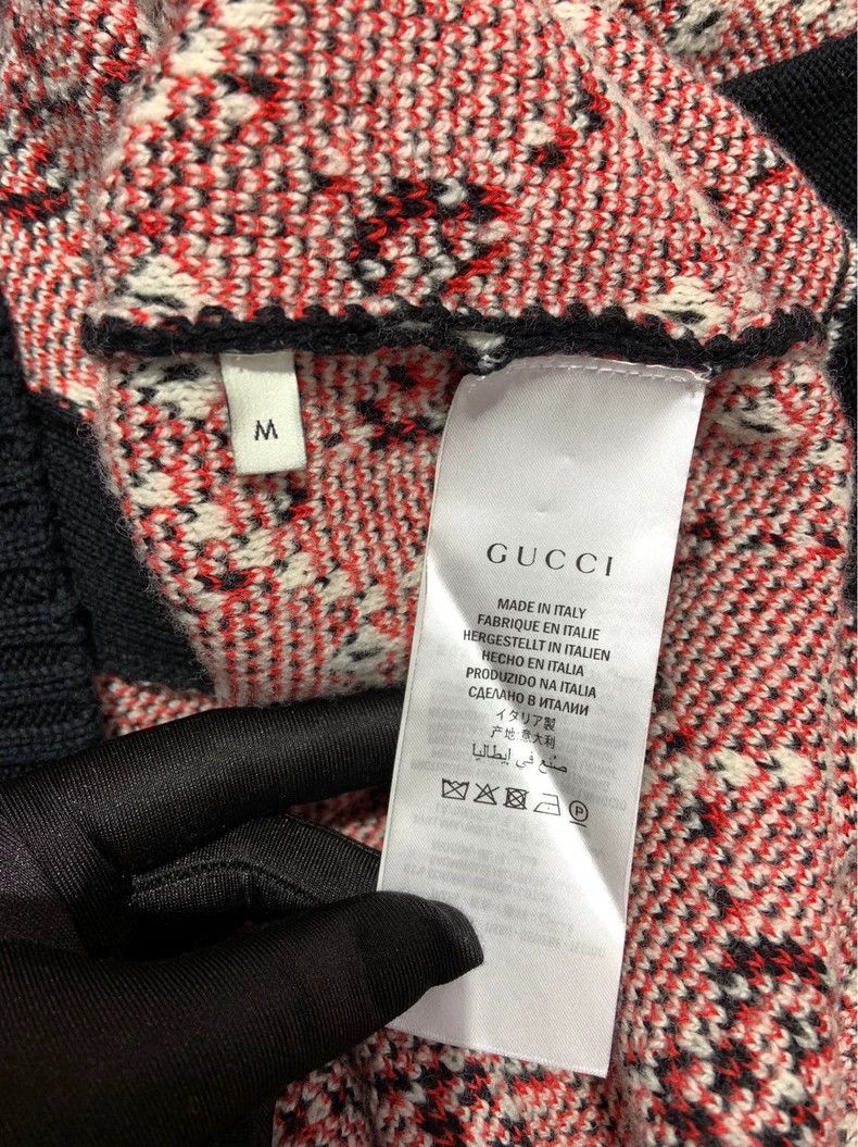 Gucci Gucci Black and red full logo old flower knitted cardigan Size US M / EU 48-50 / 2 - 6 Thumbnail