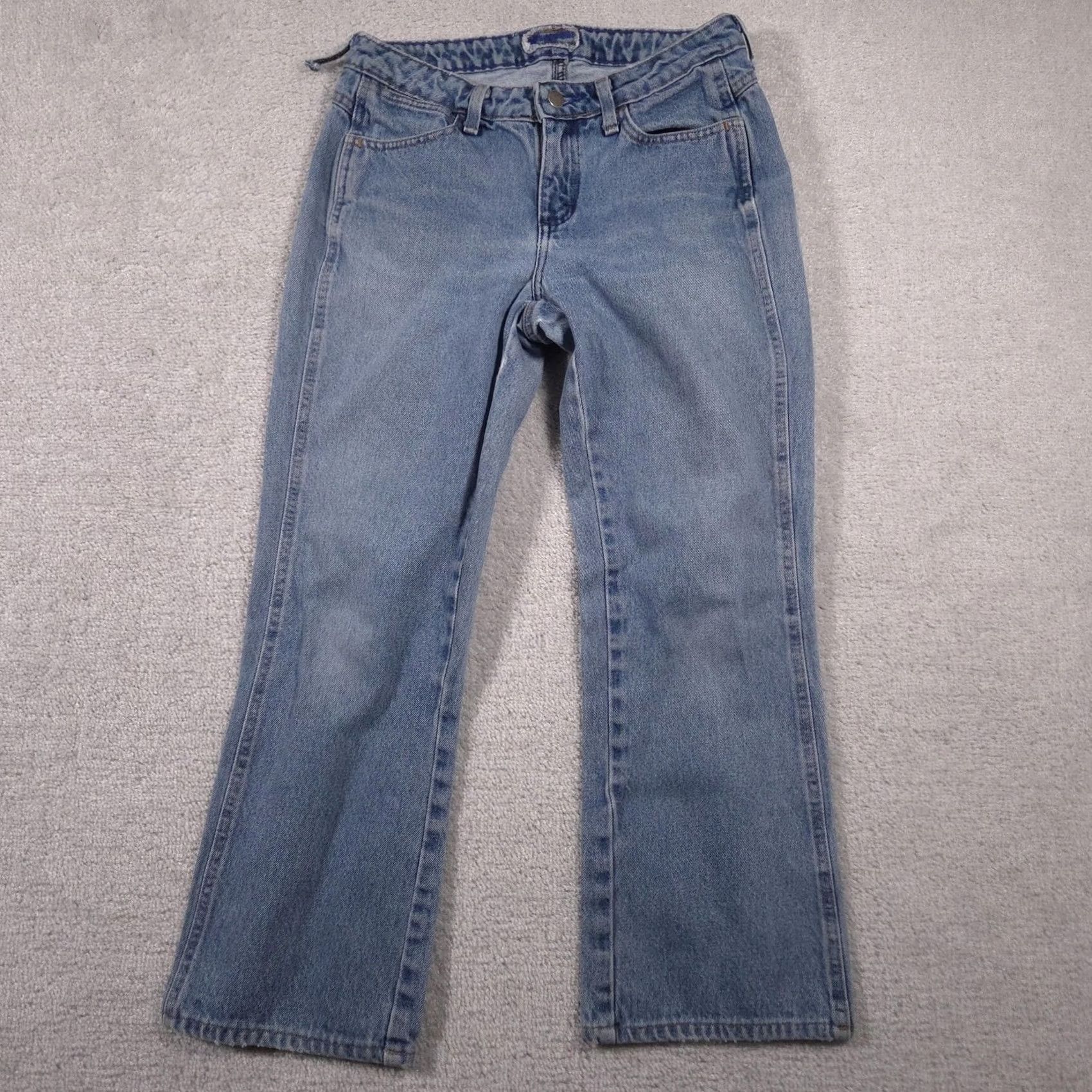 Wrangler Wrangler Jeans Womens 5 Pocket Denim Straight Leg Zip Fly Adjustable Waist Blue 28in Inseam 27in 100% Cotton Regular Womens Size 6 Size 28" / US 6 / IT 42 - 2 Thumbnail