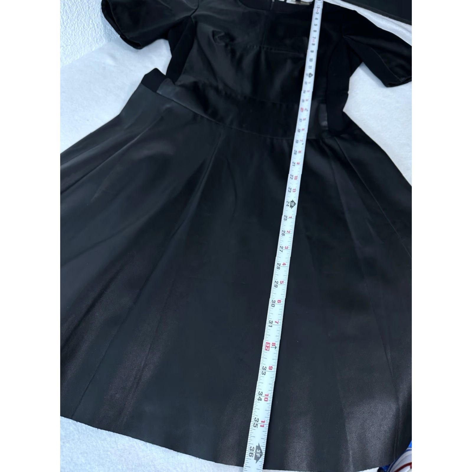 BCBGeneration BCBGeneration Black Dress Faux Leather Short Sleeve Dress Size 04 4 Cap Sleeve Round Neck Zip Party/Cocktail Women Sheath Vintage No Size 27" / US 4 / IT 40 - 2 Thumbnail