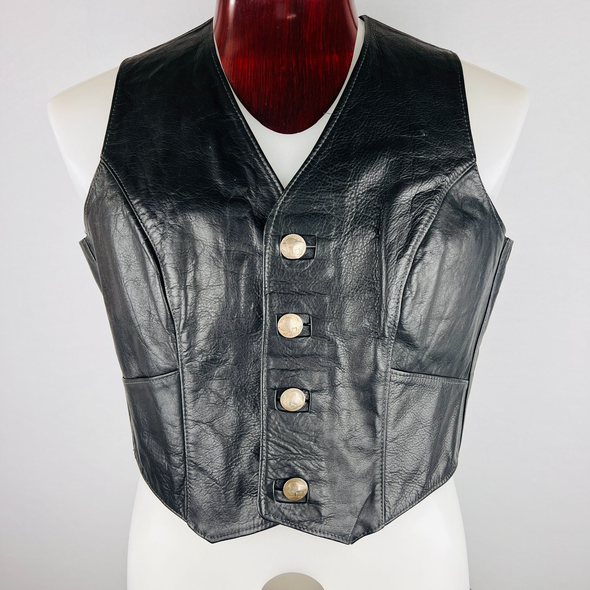 Other Buffalo Nickel Leather Biker Vest Size US XL / EU 56 / 4 - 1 Thumbnail
