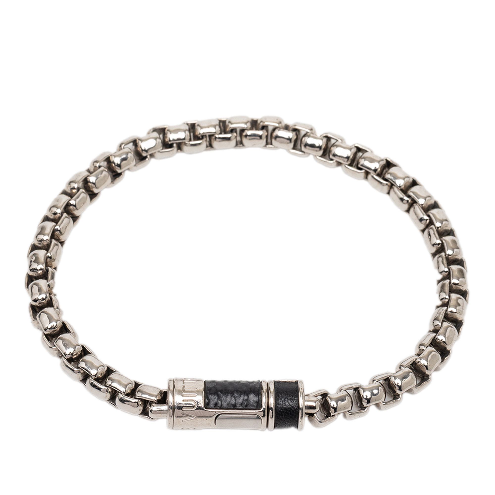 Louis Vuitton Silver Plated Monogram Eclipse Chain Bracelet