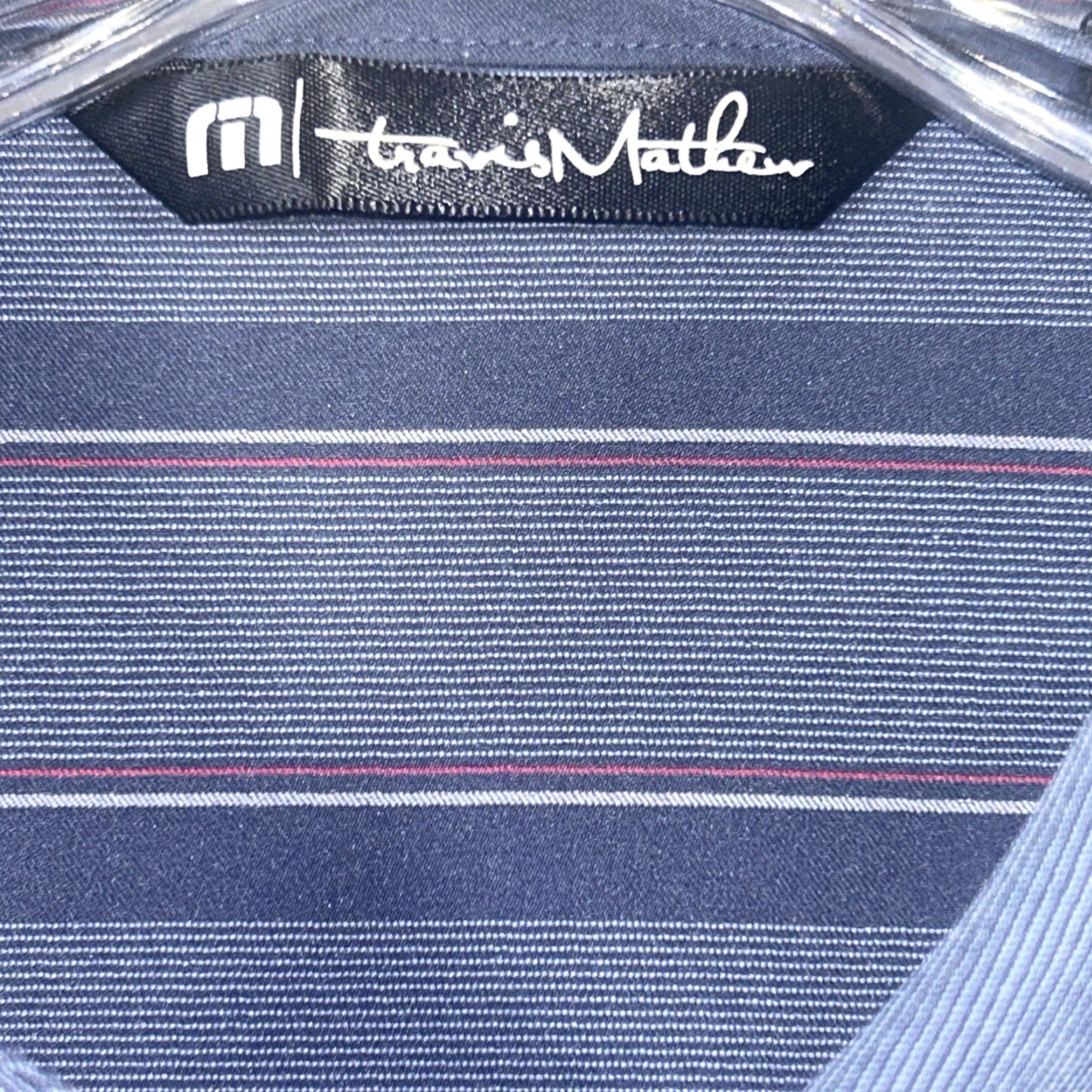 TravisMathew Travis Mathew Shirt Long Sleeve Button-Up Mens L Striped Blue Gray Polyester Size US L / EU 52-54 / 3 - 4 Thumbnail