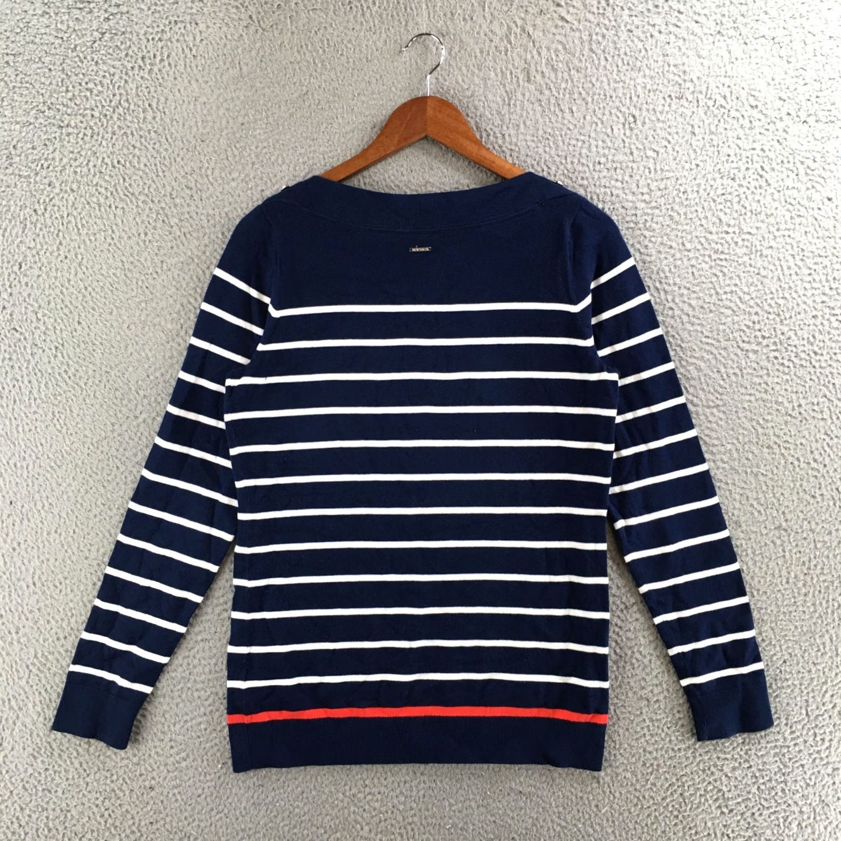 Nautica Nautica Sweater Womens M Navy Blue White Striped Crewneck Pullover Long Sleeve Size M / US 6-8 / IT 42-44 - 7 Thumbnail