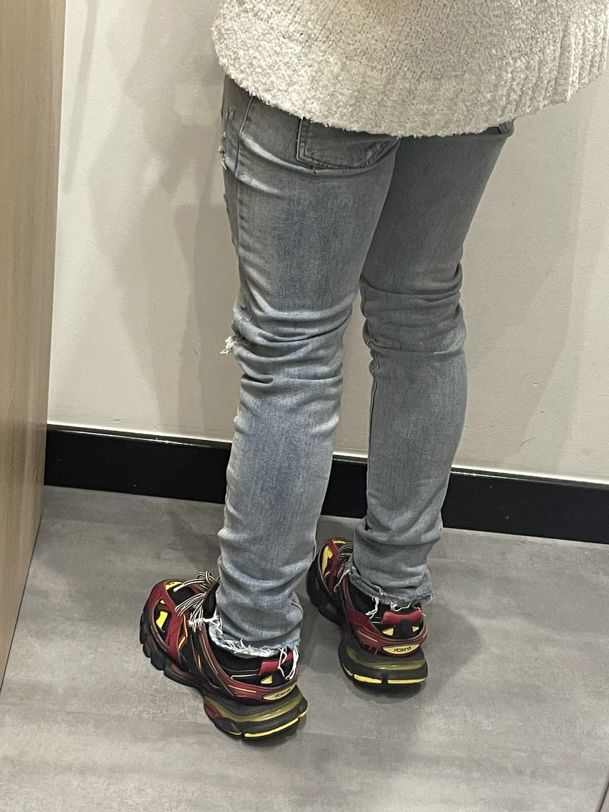 Balmain Balmain Distressed Indigo Biker Denim Pants Size US 31 - 8 Thumbnail
