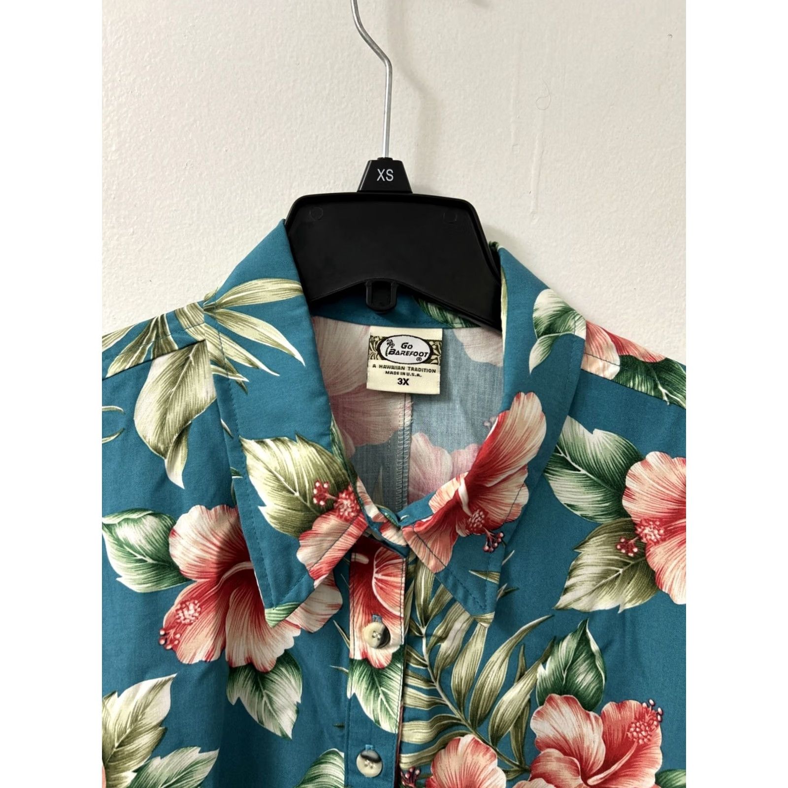 Vivobarefoot VINTAGE Go Barefoot Hawaiian Shirt Men 3XL Blue Floral Print Button Down Short Sleeve Casual Nant Size US XXL / EU 58 / 5 - 5 Thumbnail