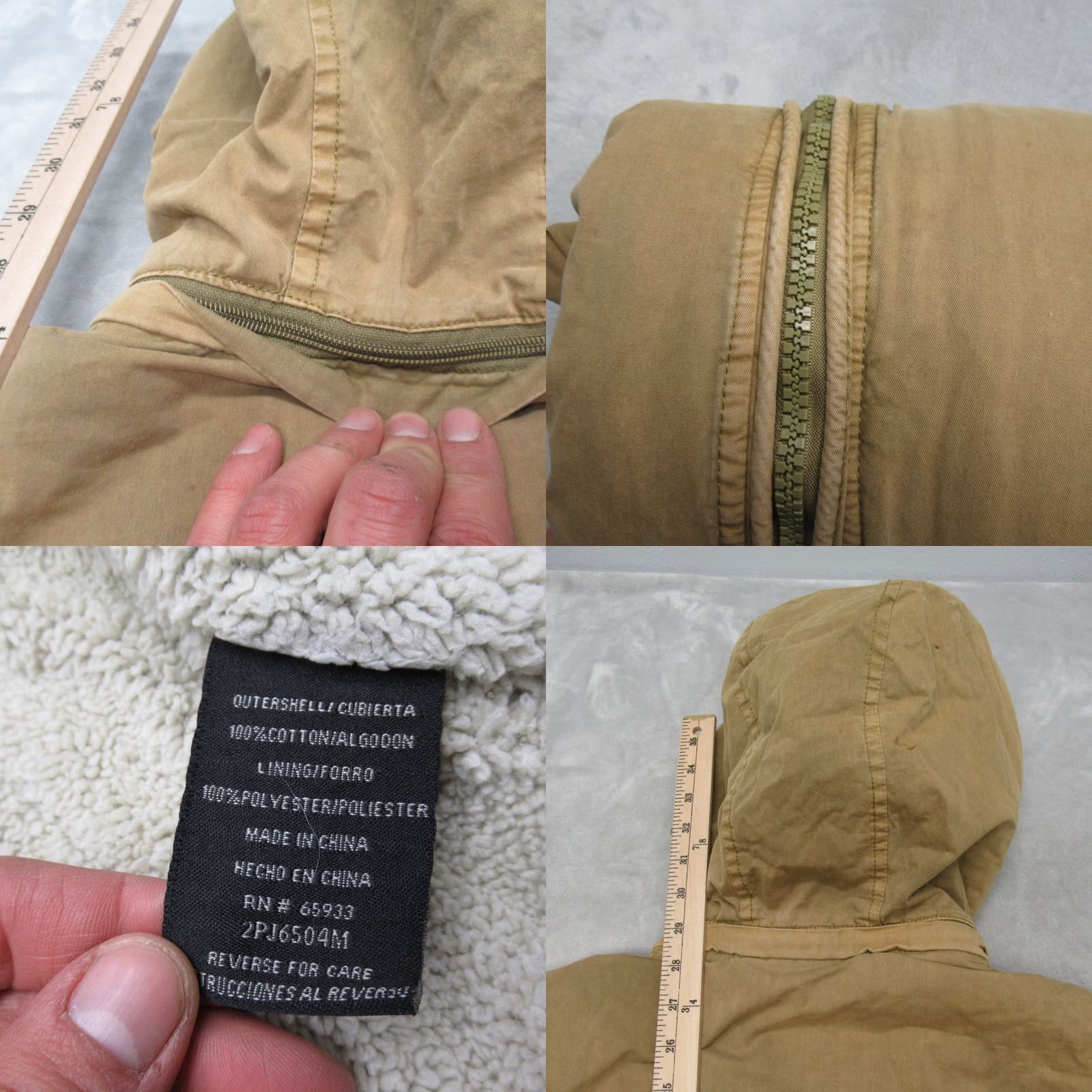 BKE BKE Jacket Mens Large Khaki Full Zip Hooded Sherpa Fleece Lined Pockets Canvas Cotton Utility Jacket Size US L / EU 52-54 / 3 - 9 Thumbnail