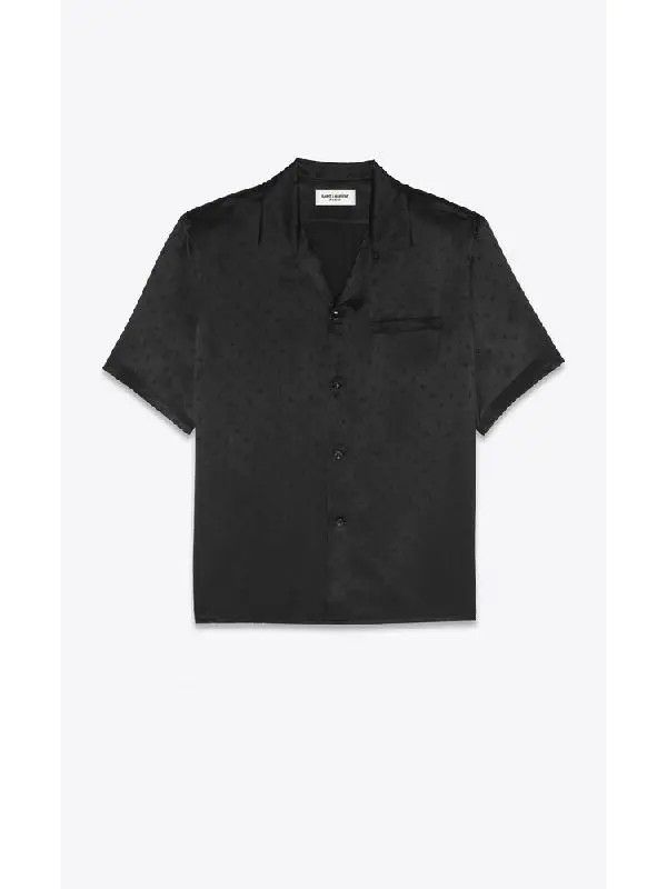 Saint Laurent Paris o1la1rc1a1225 531956 Shark-Collar Shirt in Matte Shiny Silk Size US L / EU 52-54 / 3 - 1 Thumbnail
