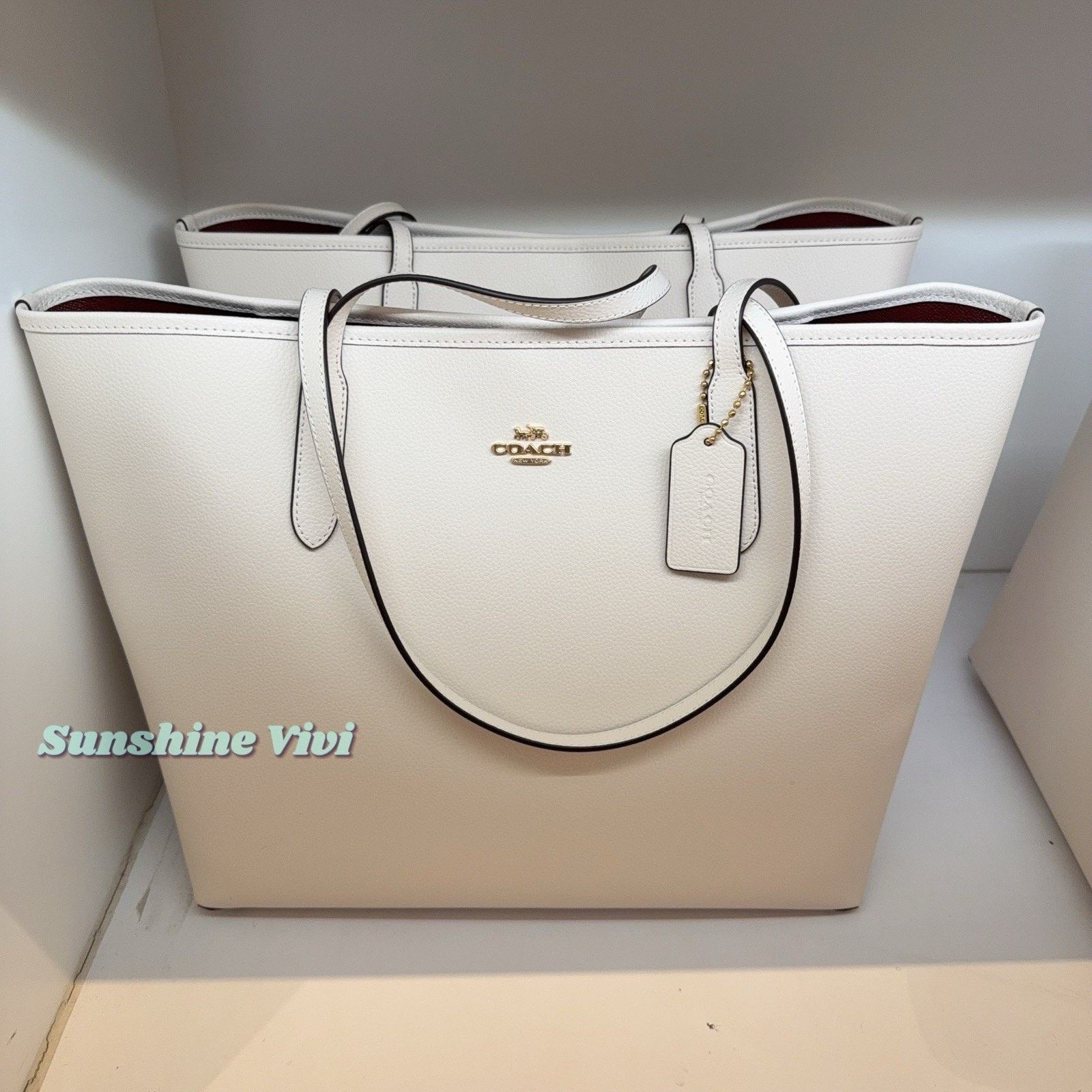 Coach NWT Coach CR111 Leather City Tote Shoulder Bag Gold/Chalk Size ONE SIZE - 1 Thumbnail
