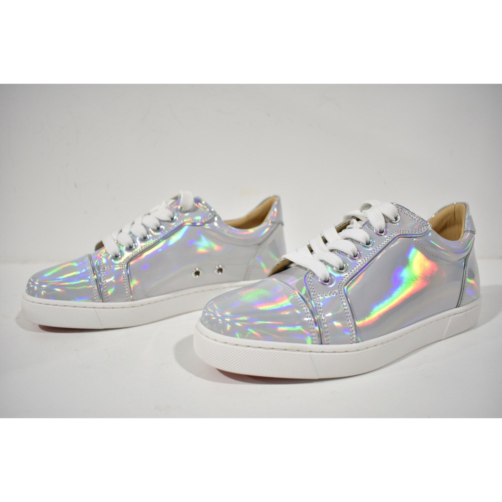 Christian Louboutin Vieira Flat Bianco White Patent Psychic Low Top Sneaker 37 Size US 7 / IT 37 - 7 Thumbnail