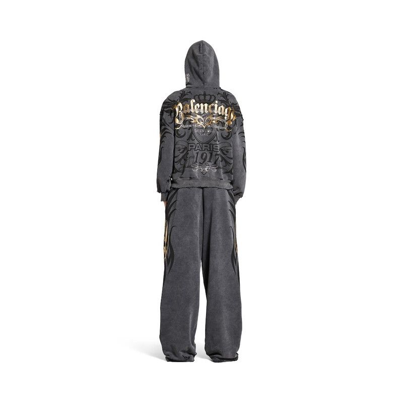Balenciaga o1tr1nto0426 Tacky Gold Zip-Up Hoodie Regular Fit in Black Size US M / EU 48-50 / 2 - 4 Thumbnail