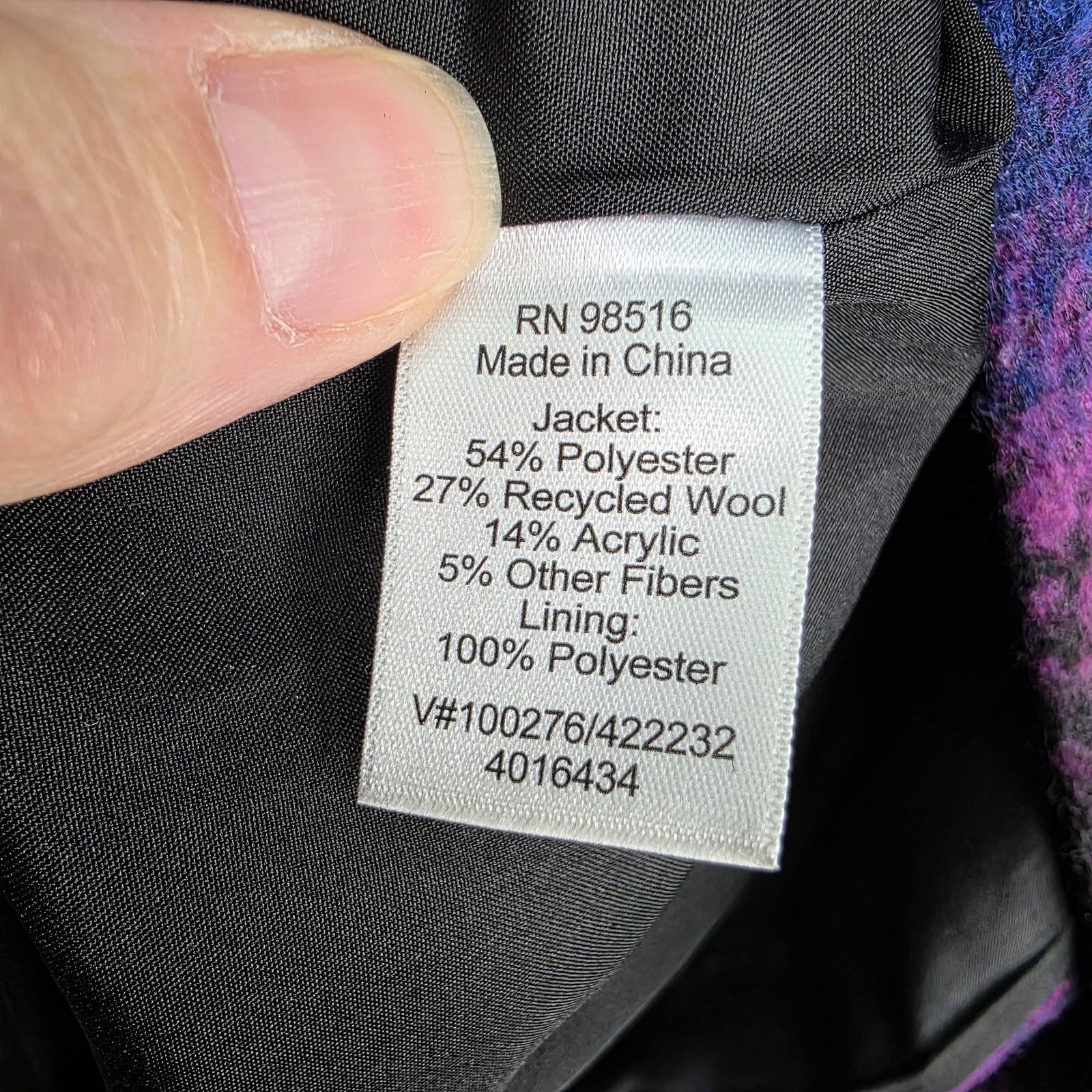 Coldwater Creek Coldwater Creek Purple & Black Plaid Wool Blend Jacket Size XL / US 12-14 / IT 48-50 - 14 Thumbnail