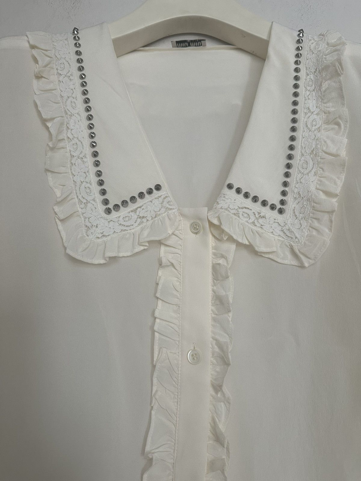 Miu Miu Miu Miu 2021 Studded Silk Blouse Size M / US 6-8 / IT 42-44 - 4 Thumbnail