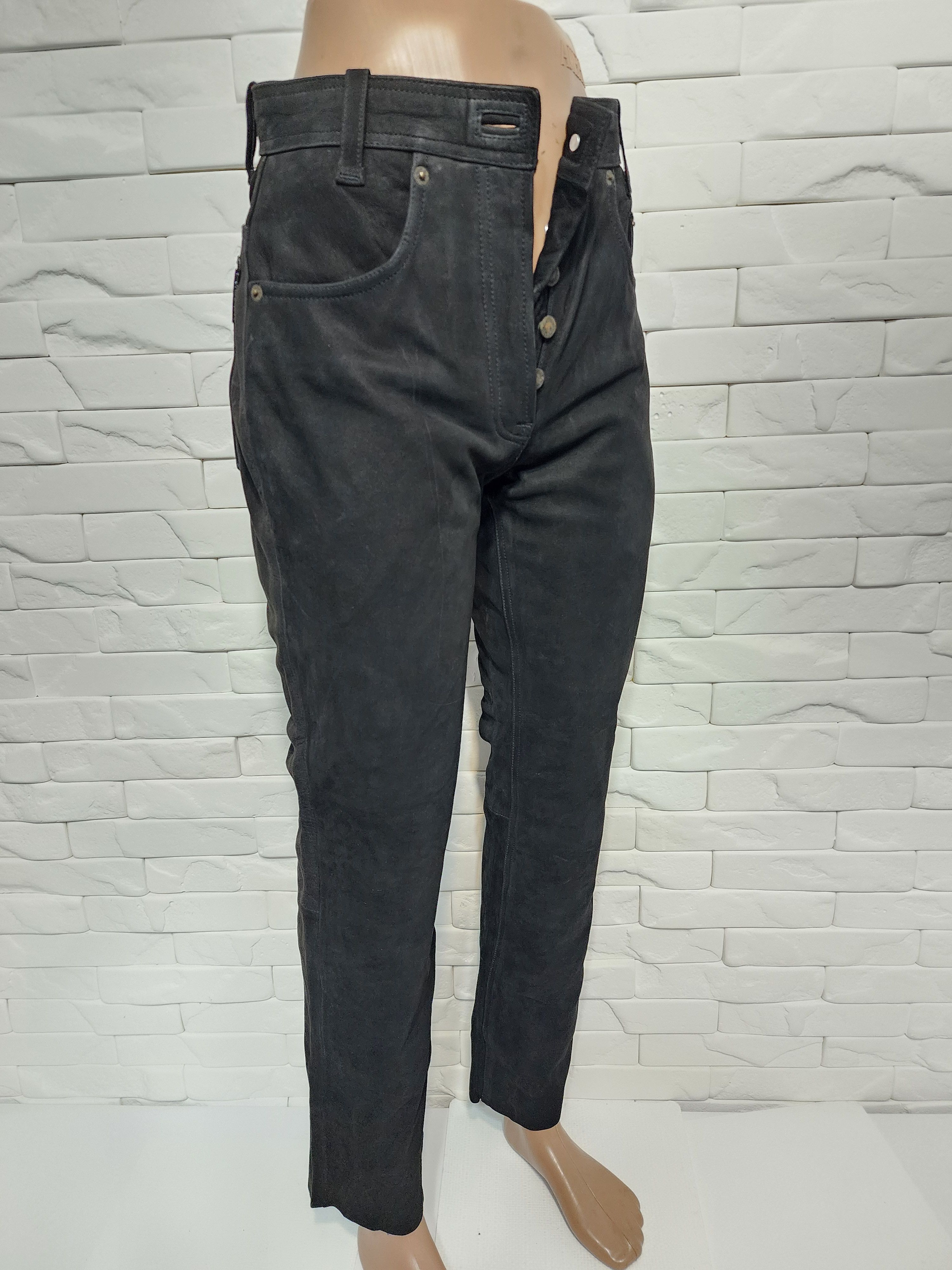Genuine Leather Women's black pants made of genuine leather. Size 27" / US 4 / IT 40 - 3 Thumbnail