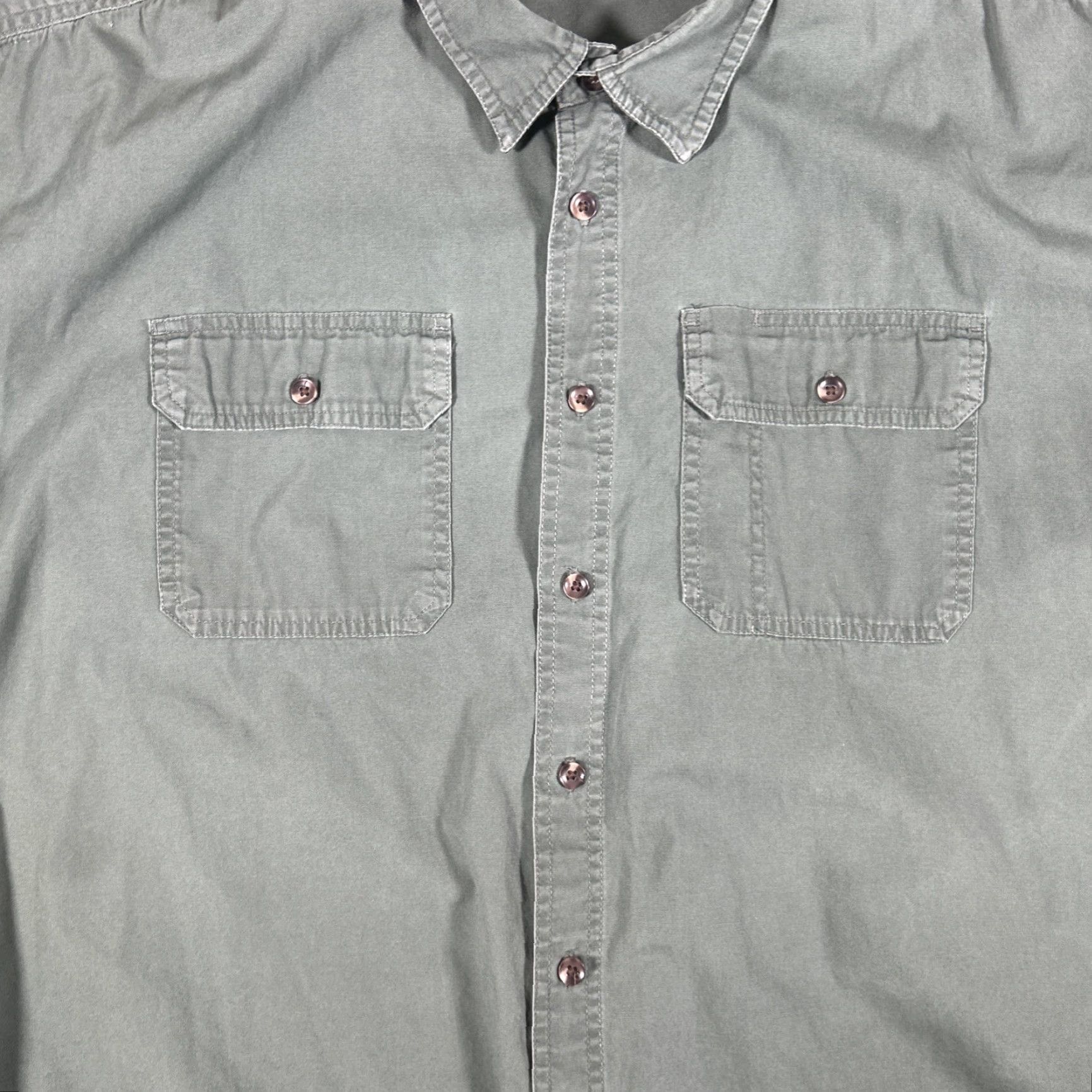 Greats Great Northwest Shirt 4XLT Mens Short Sleeve Button-Up Pockets Green Cotton Casual Travel Workwear Front Pockets Size US XXL / EU 58 / 5 - 5 Thumbnail