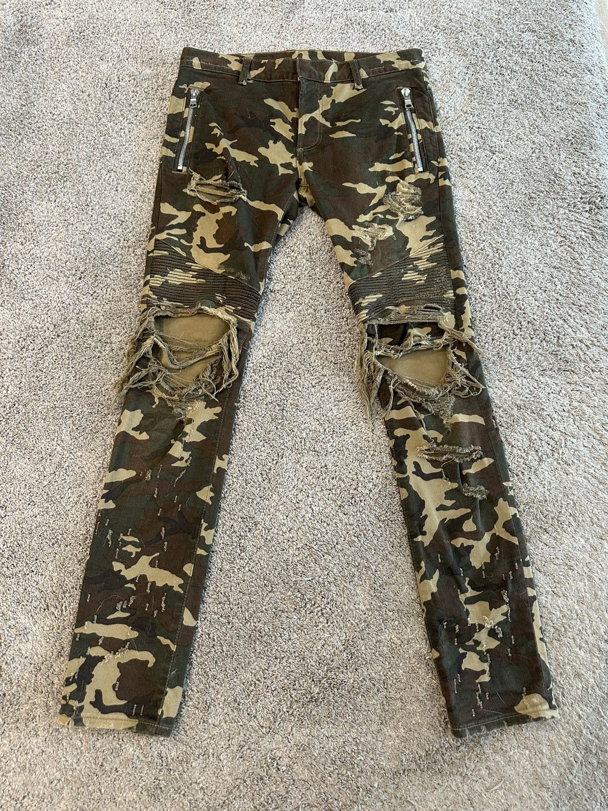 Balmain Balmain Camo Distressed Jeans Size US 29 - 1 Thumbnail