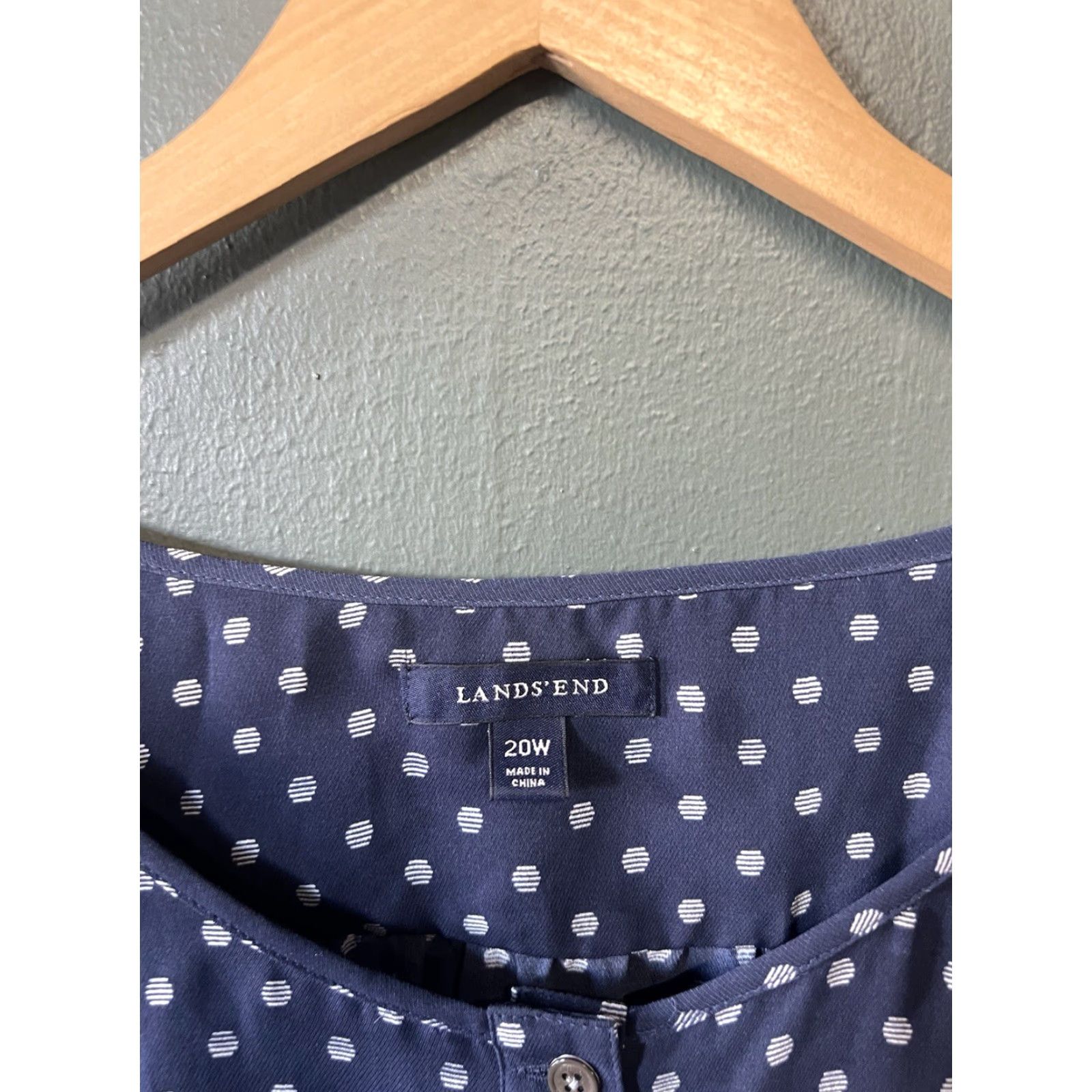 Lands' End Lands' End Womens Blue Long Sleeve Button-Up Blouse Plus Size 20W Size 3XL / US 20-22 - 3 Thumbnail