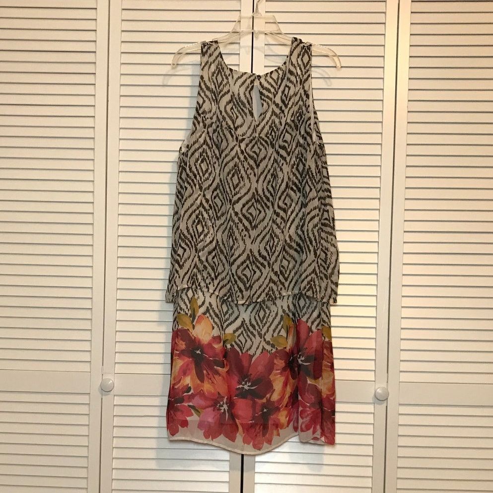 Other Cato Retro Red Chiffon Flowy Floral Midi Shift Dress 22/24W Size 3XL / US 20-22 - 2 Thumbnail