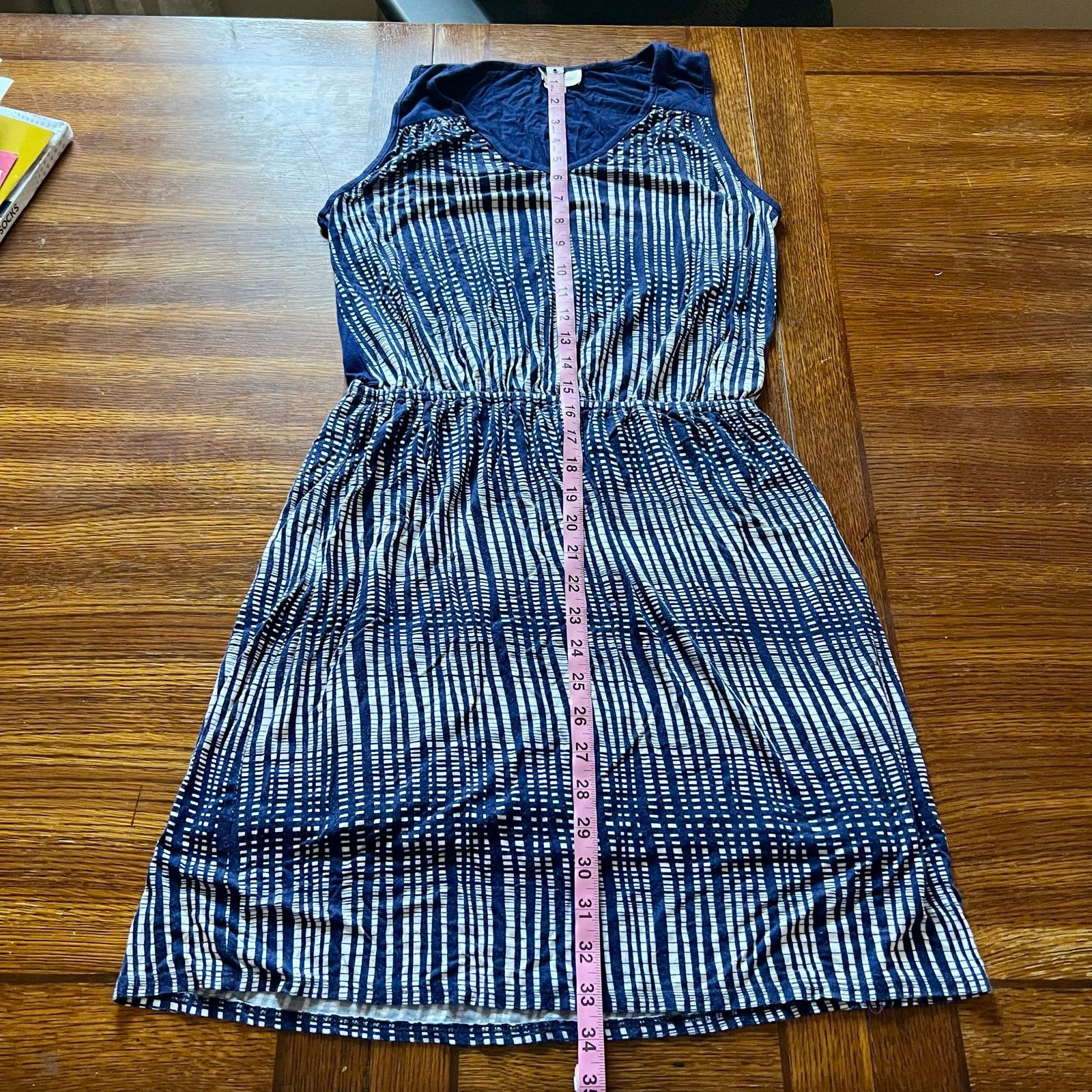 Anthropologie Anthro Deletta Janie Jersey Dress Blue Motif White Medium Size M / US 6-8 / IT 42-44 - 12 Thumbnail