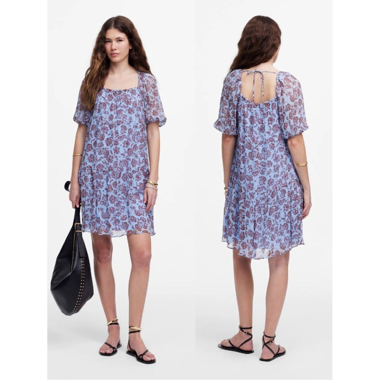madewell cross front flutter sleeve mini dress Madewell Womens Cross-Front Flutter-Sleeve Mini Dress Size Medium