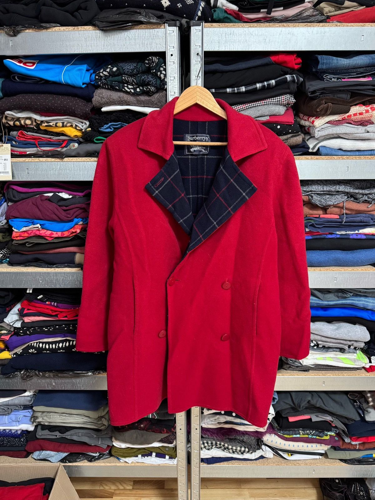 Burberry Burberrys Nova Check Wool Double Breasted Pea Coat Jacket Size M / US 6-8 / IT 42-44 - 1 Thumbnail