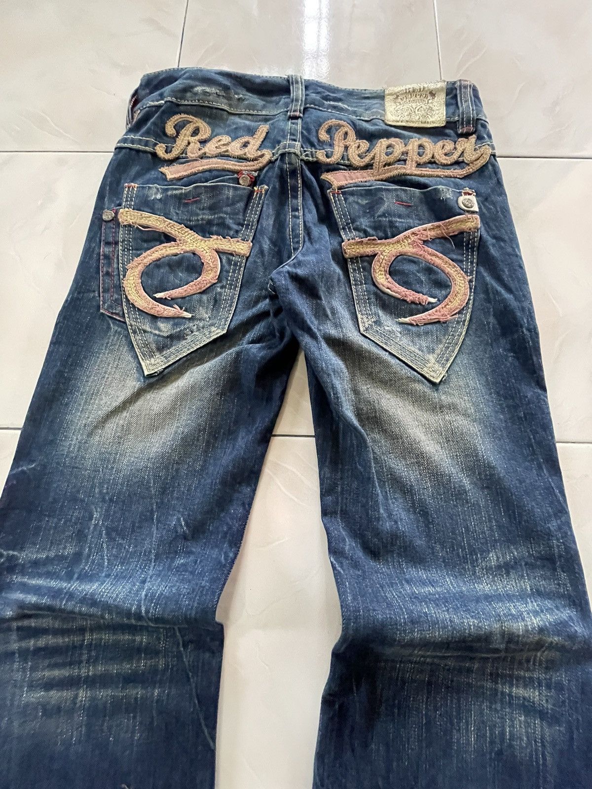 GOSTAR DE FUGA × Hysteric Glamour × Japanese Brand Red Pepper Japan Embellished Embroidered Flare Jeans Size US 29 - 12 Thumbnail