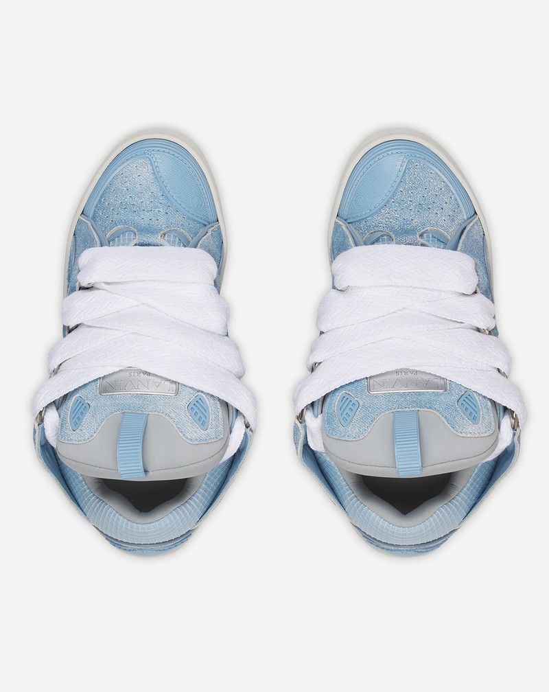 Lanvin os11x0526 Curb Denim-Effect Leather Sneakers in Blue Size US 11 / IT 41 - 3 Thumbnail