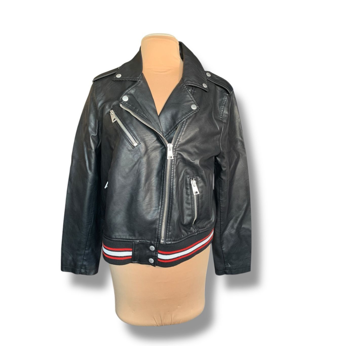 Levi's Levi’s NWT Faux Leather Moto Jacket Black Ribbed Hem Asymmet Size XL / US 12-14 / IT 48-50 - 1 Thumbnail
