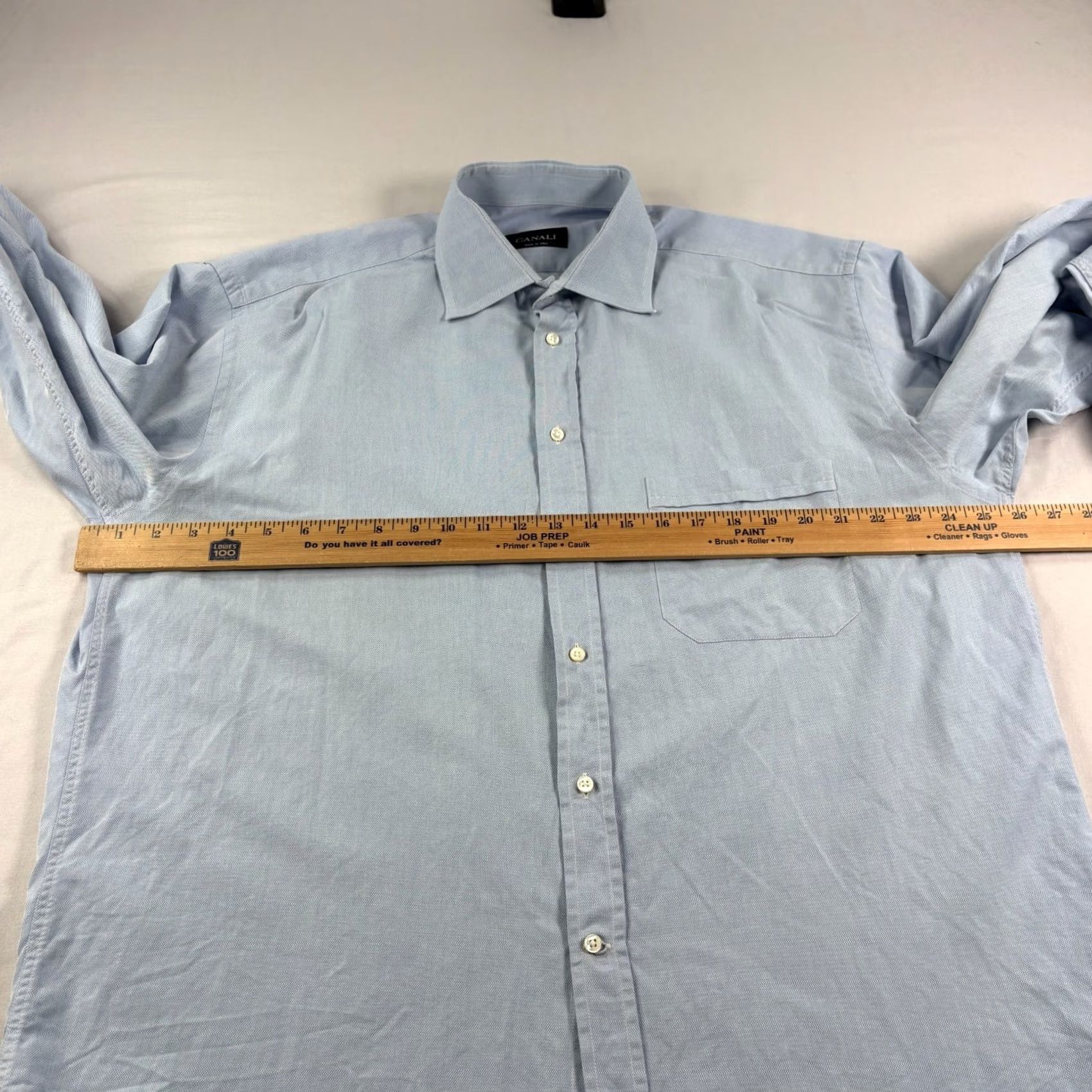 Canali Canali Shirt Mens 44 17.5 Blue Button Up Long Sleeve Formal Casual Italy Made Size 48R - 5 Thumbnail