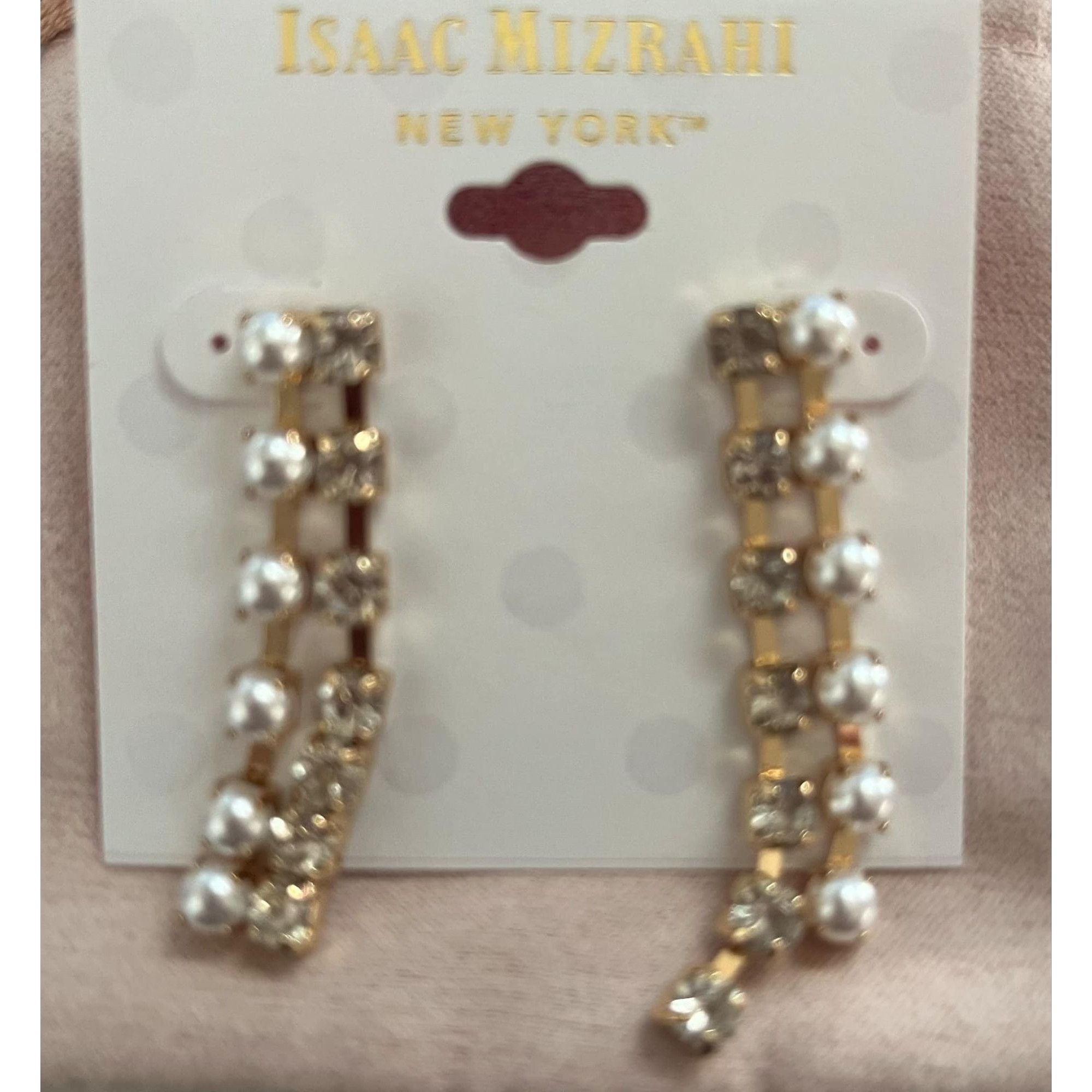 Isaac Mizrahi Isaac Mizrahi Pearl and Rhinestone Crystal Drop Dangle Fashi Size ONE SIZE - 4 Thumbnail