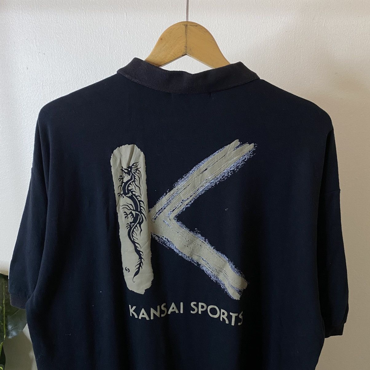 Kansai Yamamoto Kansai Sports Big Dragon Graphic Black Polo T Shirt Size US XL / EU 56 / 4 - 2 Thumbnail