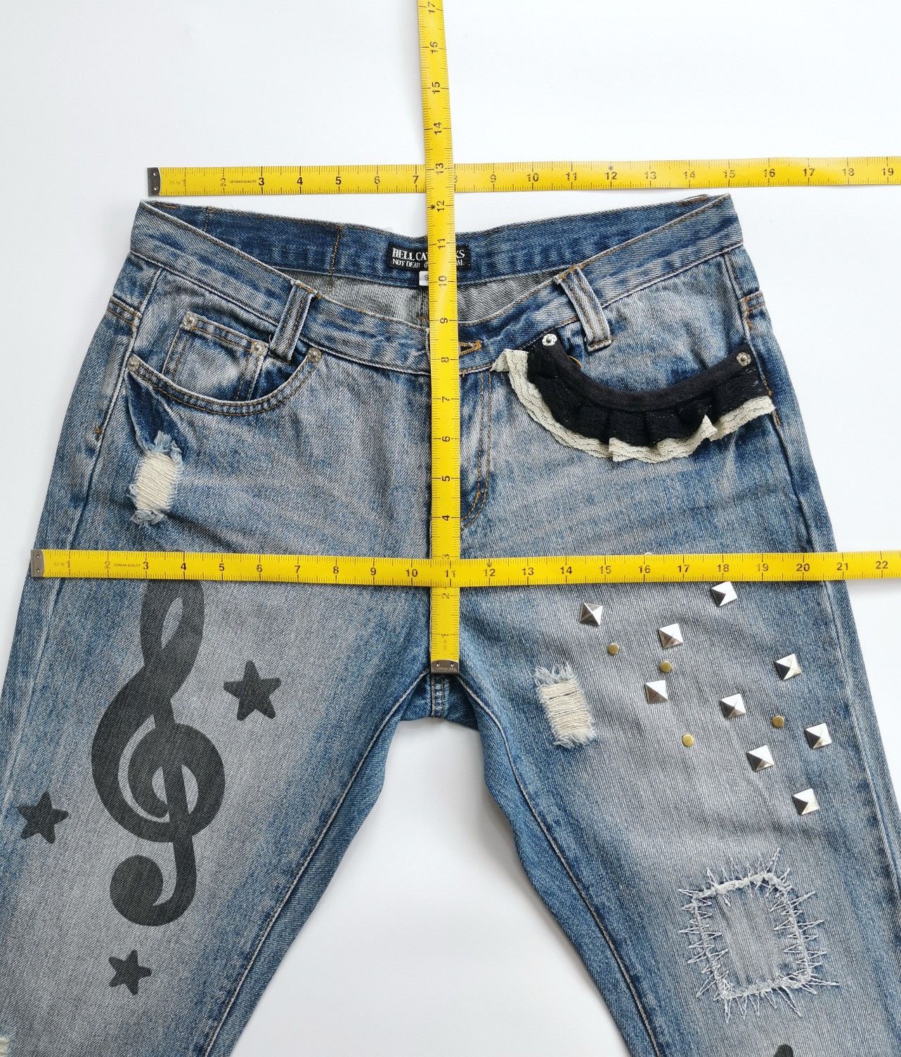 Seditionaries Hell Cat Punks Treble Clef Pyramid Stud Zipper Jean Vivienne Size 30" / US 8 / IT 44 - 14 Thumbnail