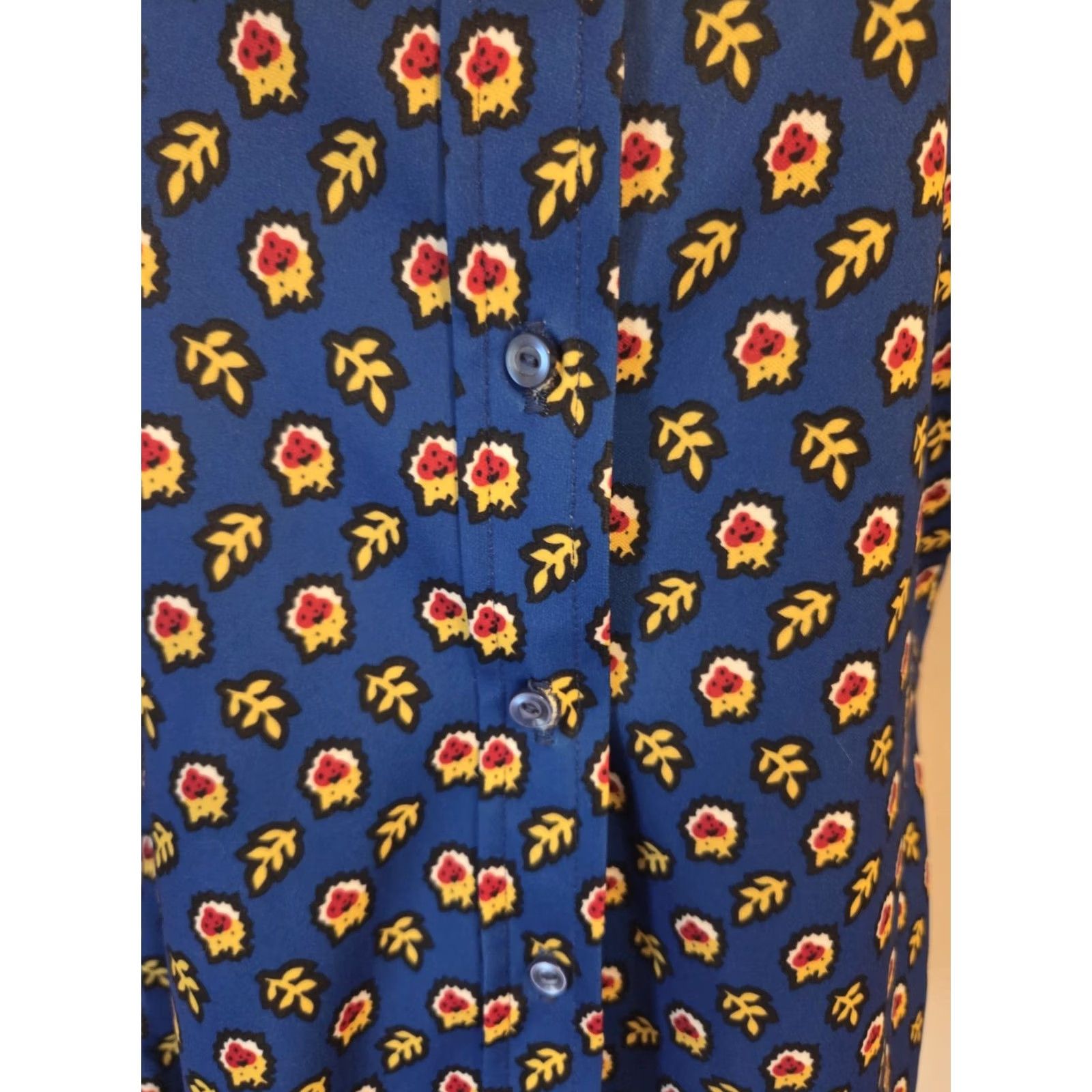 Vintage VINTAGE Jack Winter Blue Strawberry Print Button Up Top Shirt Womens S 70s Size S / US 4 / IT 40 - 3 Thumbnail