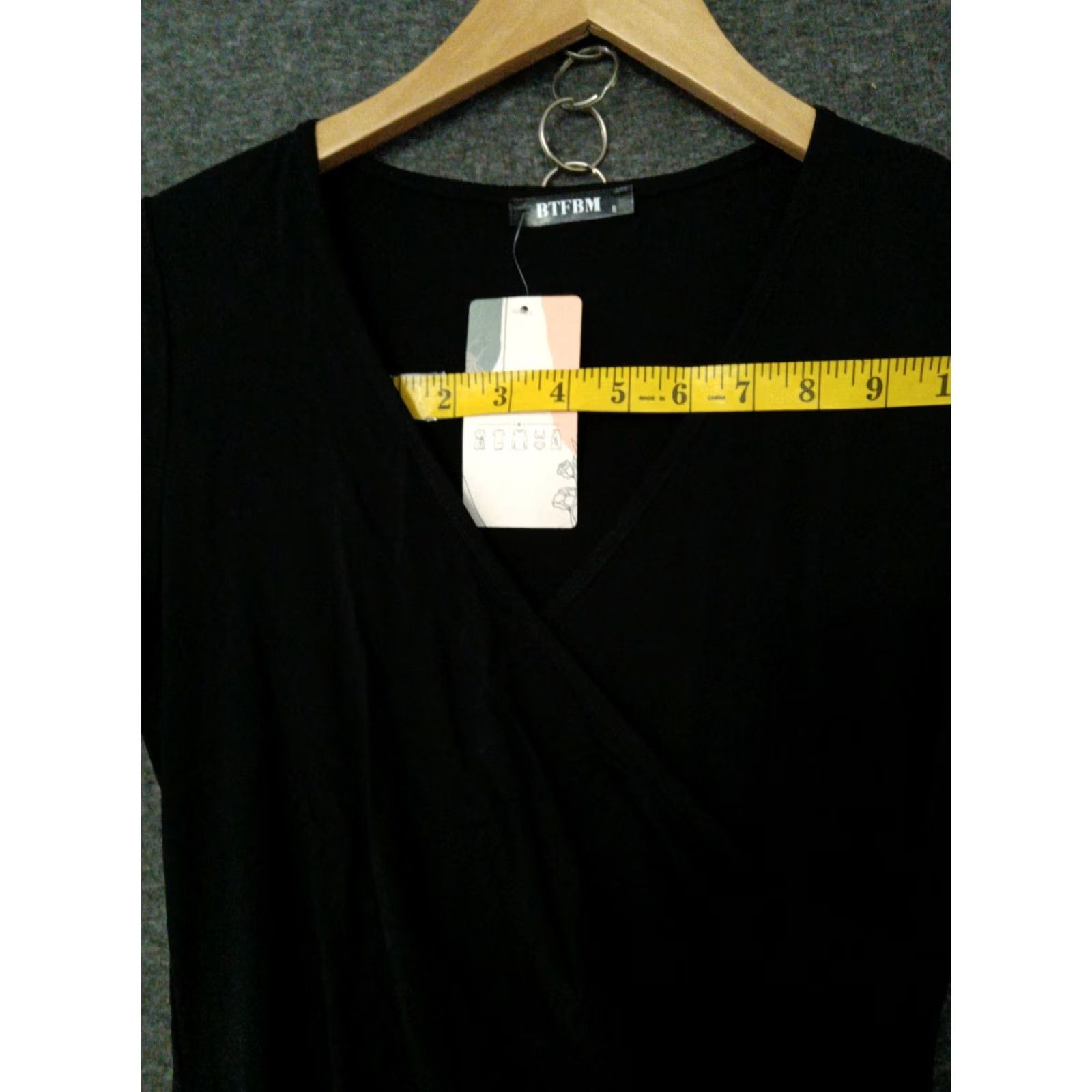 Vintage BTFBM Women’s Fashion Wrap V Neck Dress Long Sleeve Black Size S Size S / US 4 / IT 40 - 3 Thumbnail