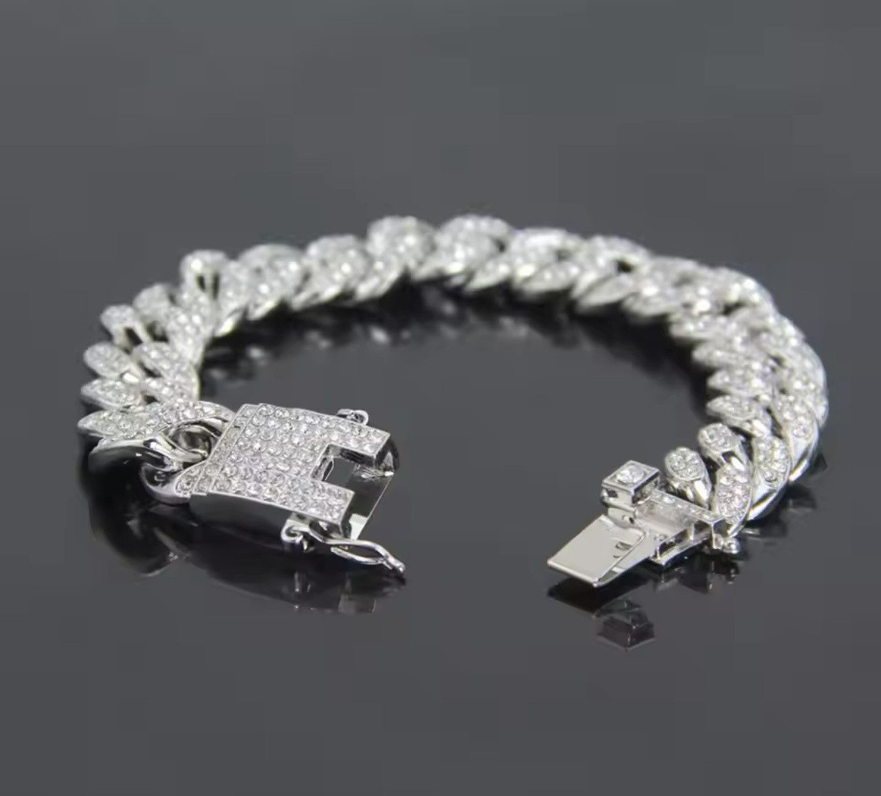 Designer × Jewelry Titanium Steel CZ Link Chain Bracelet for Men Women Size ONE SIZE - 2 Thumbnail