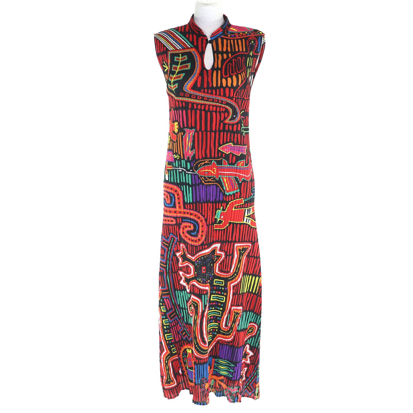 Issey Miyake Issey Miyake PLEATS PLEASE All-over print Chinese animal Dress Others Dresses PP22-JH717 DUTY FREE for USA Size ONE SIZE - 1 Thumbnail
