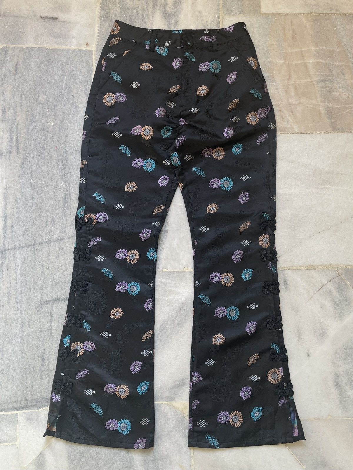 14th Addiction Vintage X-Girl Mandarin Oriental Flare Pants Size US 27 - 1 Thumbnail