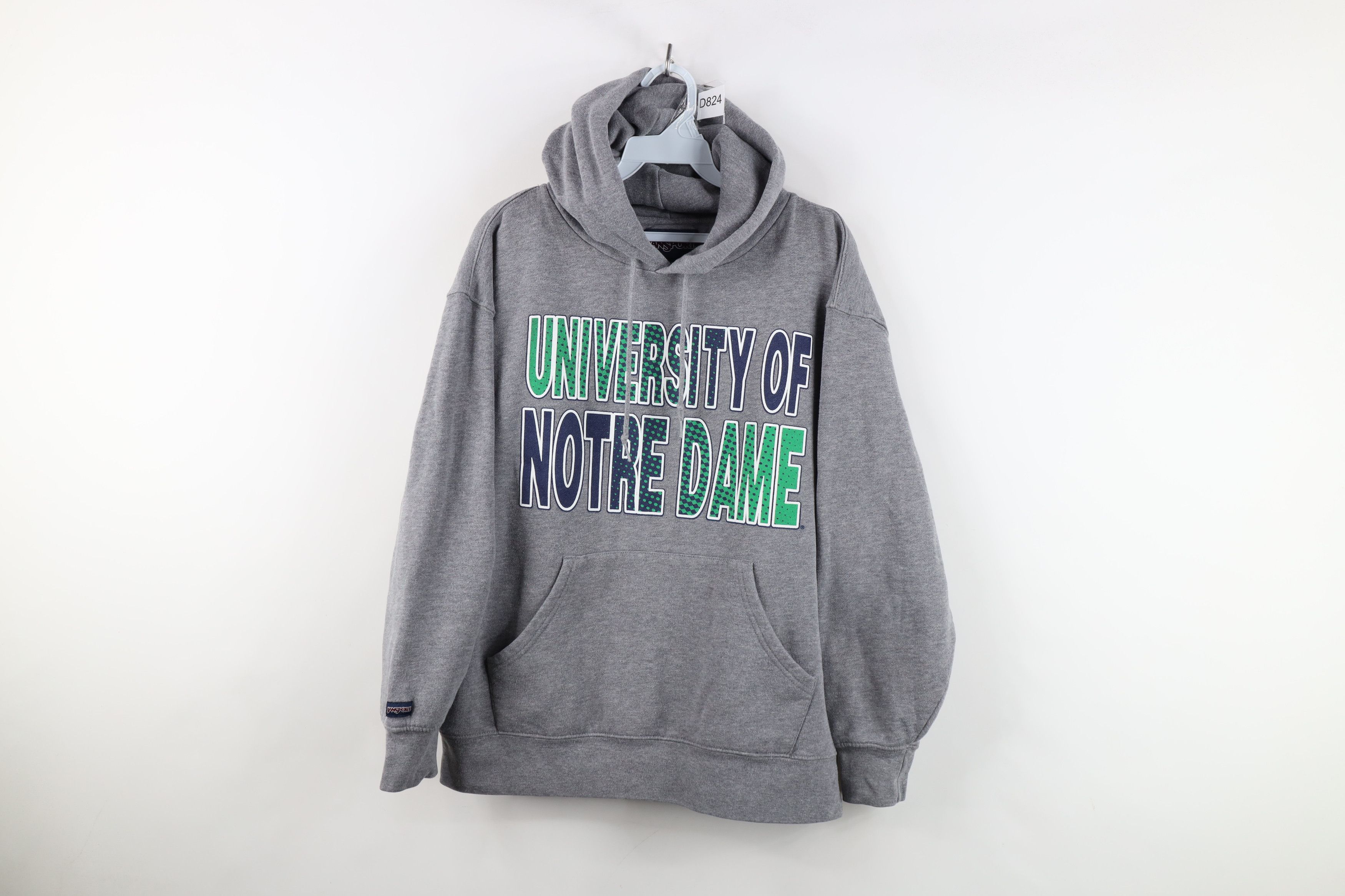 Vintage Vintage 90s Notre Dame University Hoodie Sweatshirt Gray Size L / US 10 / IT 46 - 1 Thumbnail