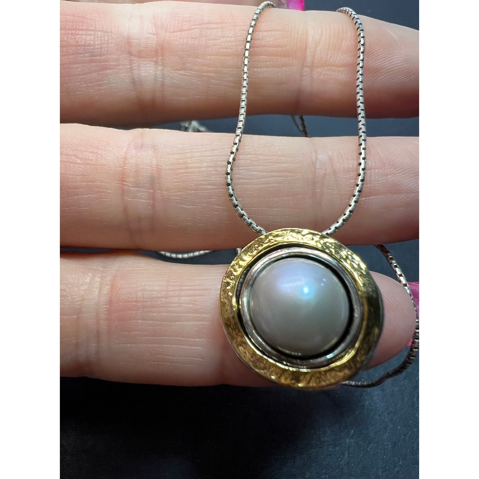 Other Silver Pearl With Gold Over 925 sterling silver Necklace Size ONE SIZE - 6 Thumbnail