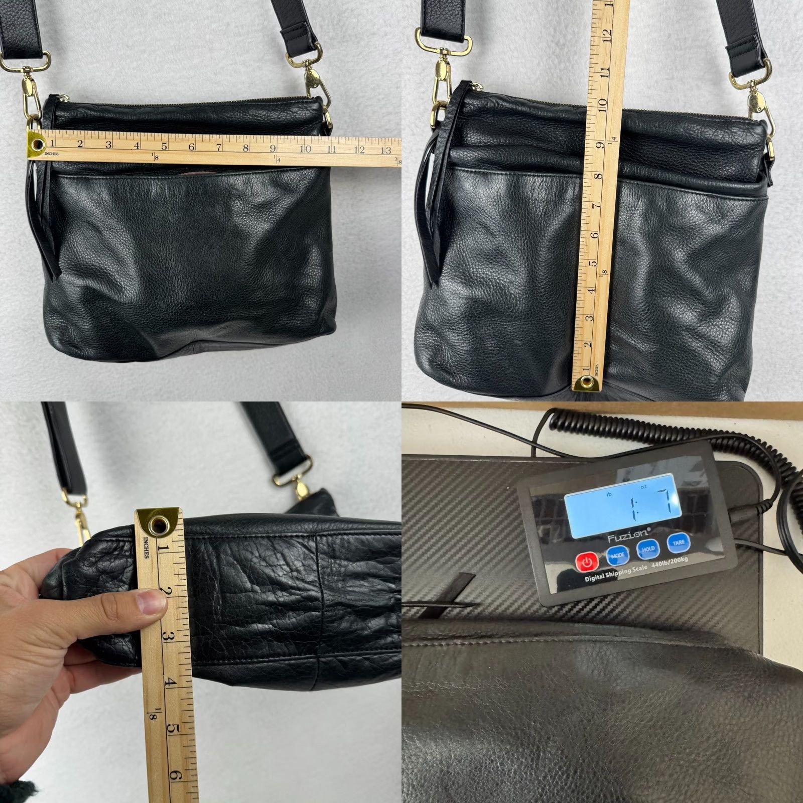 Vintage VINTAGE Margot Black Pebbled Leather Shoulder Crossbody Bag Small 3 Compartment Boho Women Womens Crossbody Bag 11in 10in 3in Silver Hardware Size ONE SIZE - 10 Thumbnail
