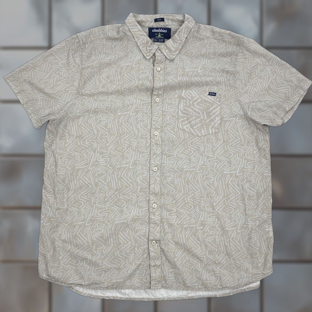 Chubbies Chubbies Shirt XXL Beige Tan Abstract Pattern Button-Down Collar Short Sleeve Chest Pocket Size US XXL / EU 58 / 5 - 1 Thumbnail