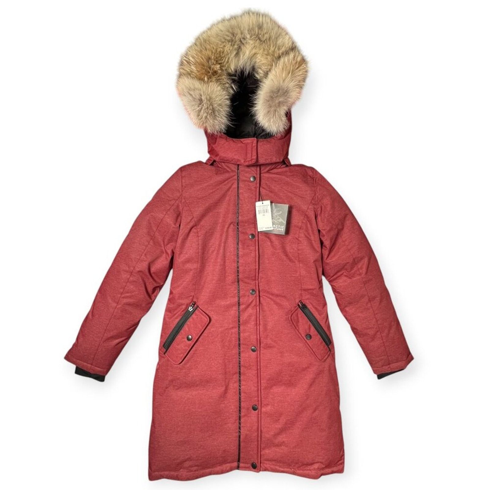 Triple Fat Goose Fur Hood Parka Maroon Xs Jacket Puffer in Red, Women's — image 3 of 6