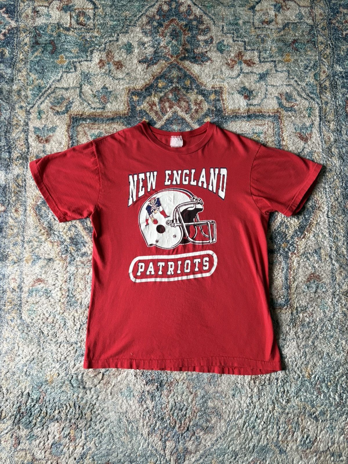 NFL Vintage 80s NFL New England Patriots Helmet Logo T-shirt Size US M / EU 48-50 / 2 - 1 Thumbnail