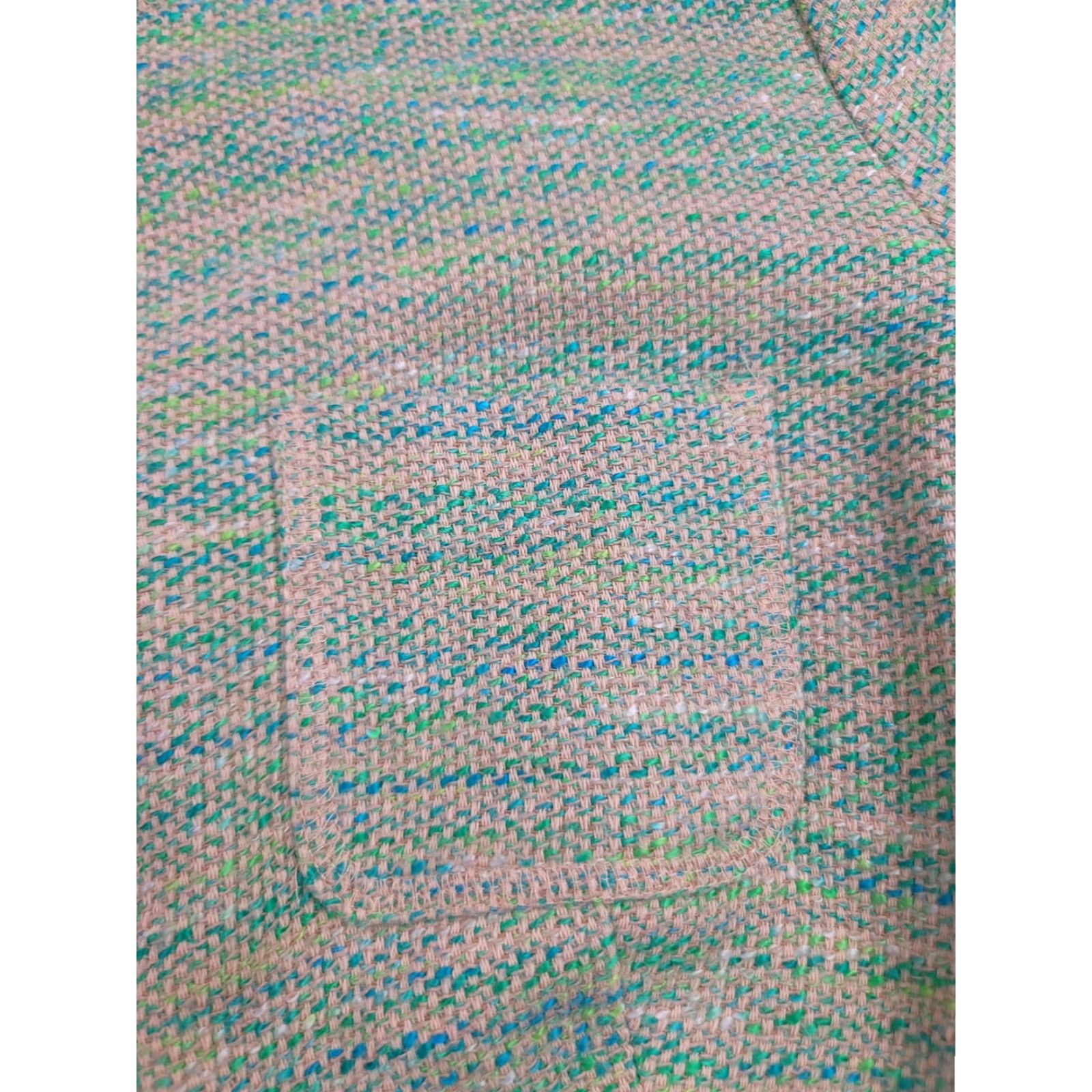 J. Jill J Jill Jacket Womens Small Green Blue Zip Front Tweed Linen Blend Pockets Modern Jacket Size S / US 4 / IT 40 - 4 Thumbnail